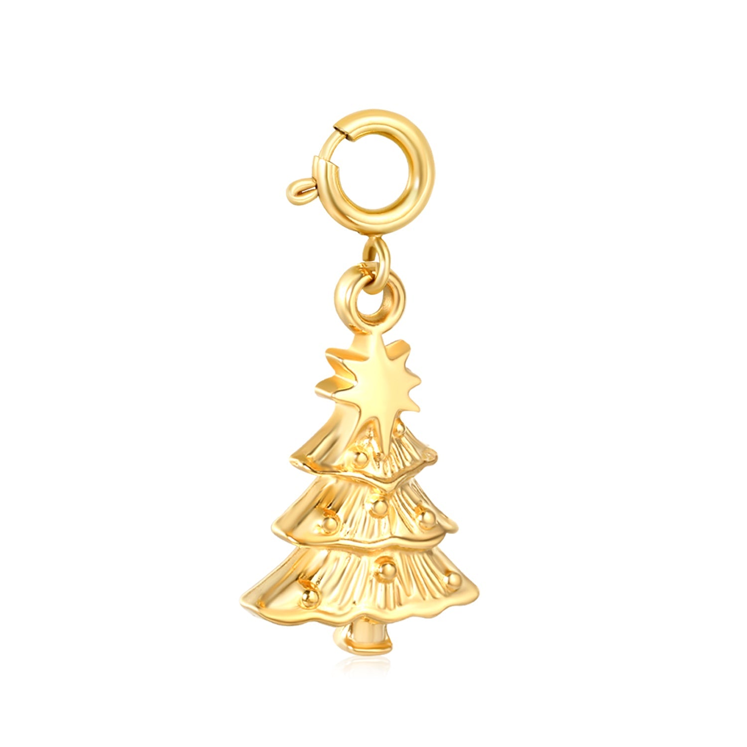 13.2*18mm Christmas Tree 7mm Spring Clip Accessory Gold asonjewelry